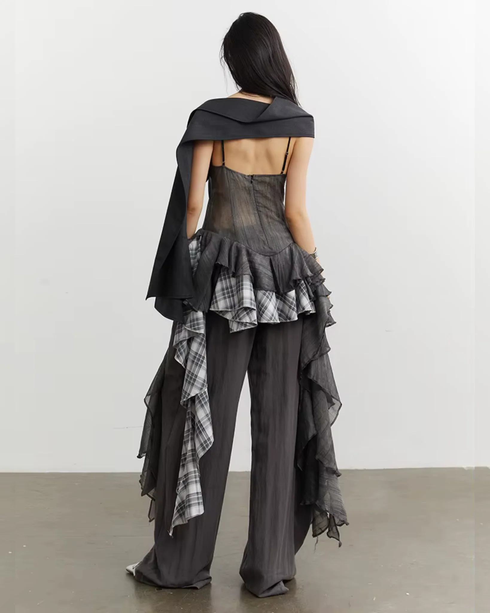 LEELOH Sheer Lace Irregular Dress - Image 4