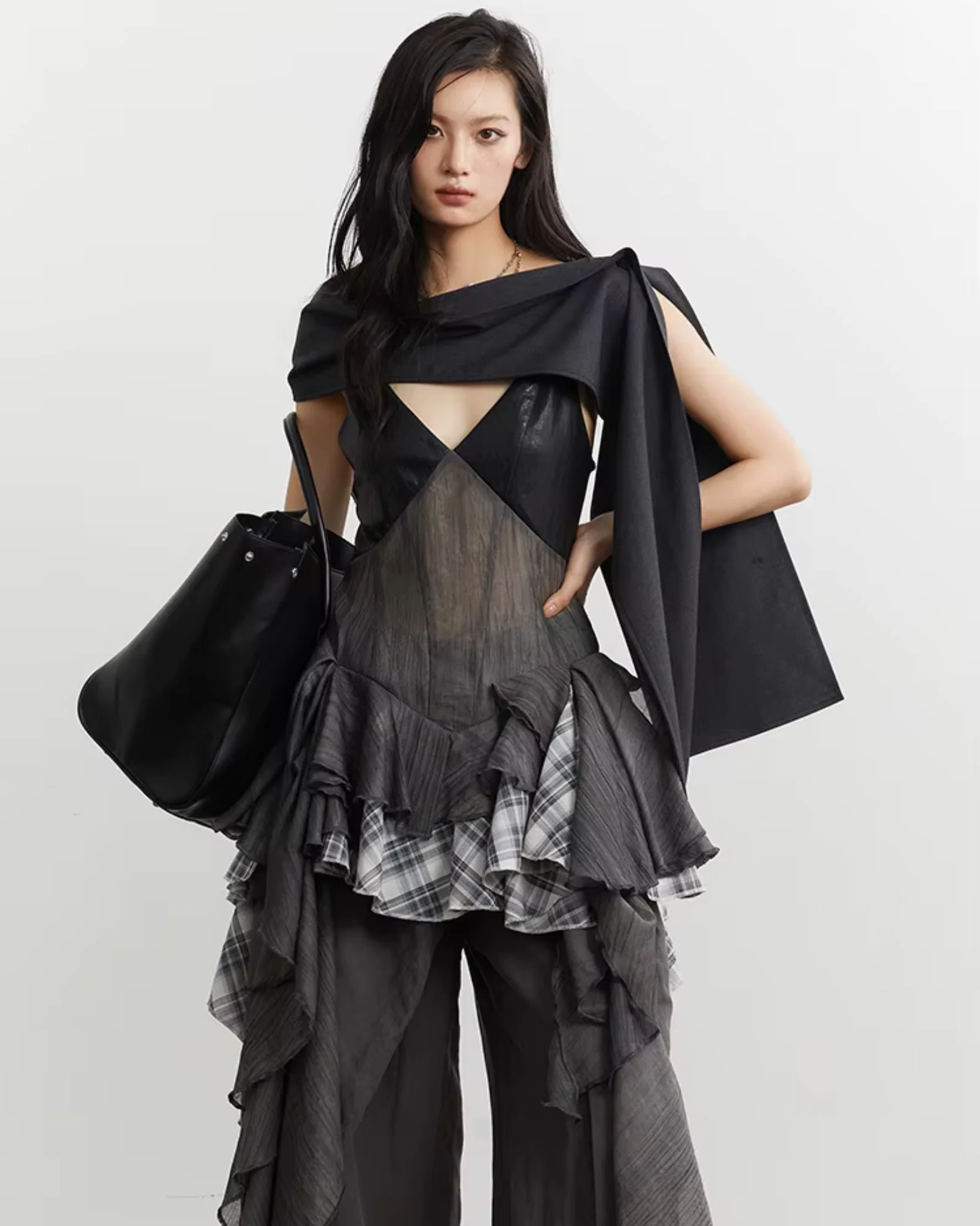 LEELOH Sheer Lace Irregular Dress - Image 5