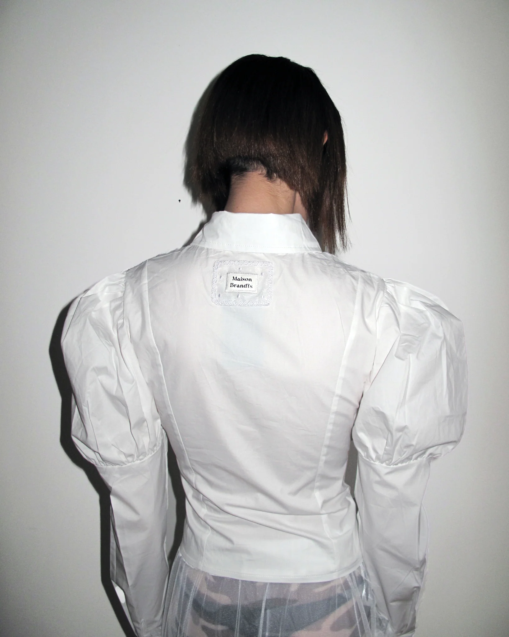 MORE Gothic Lace-Up Puff Sleeve Shirt – White - Image 3