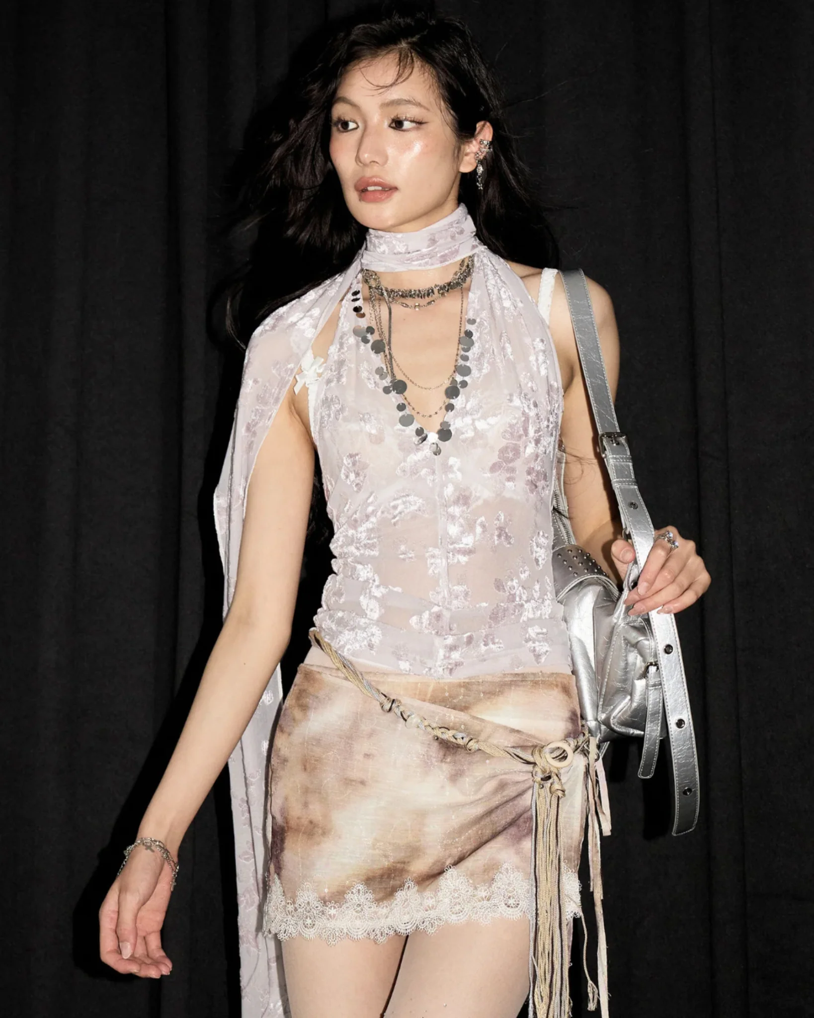 NAYA Apricot Lace Pareo Skirt with Sparkle Details - Image 5