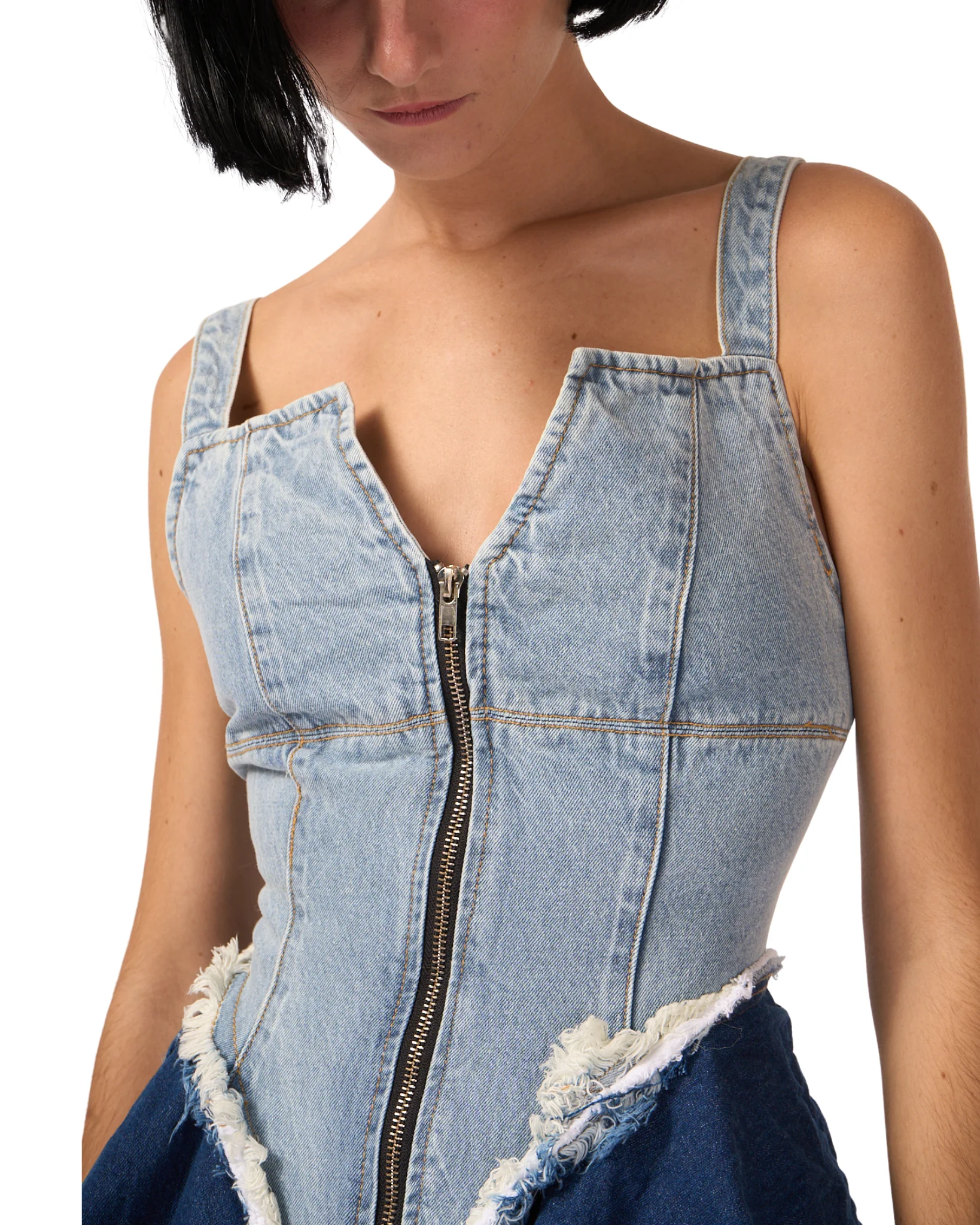 049 Denim Irregular Dress - Image 3
