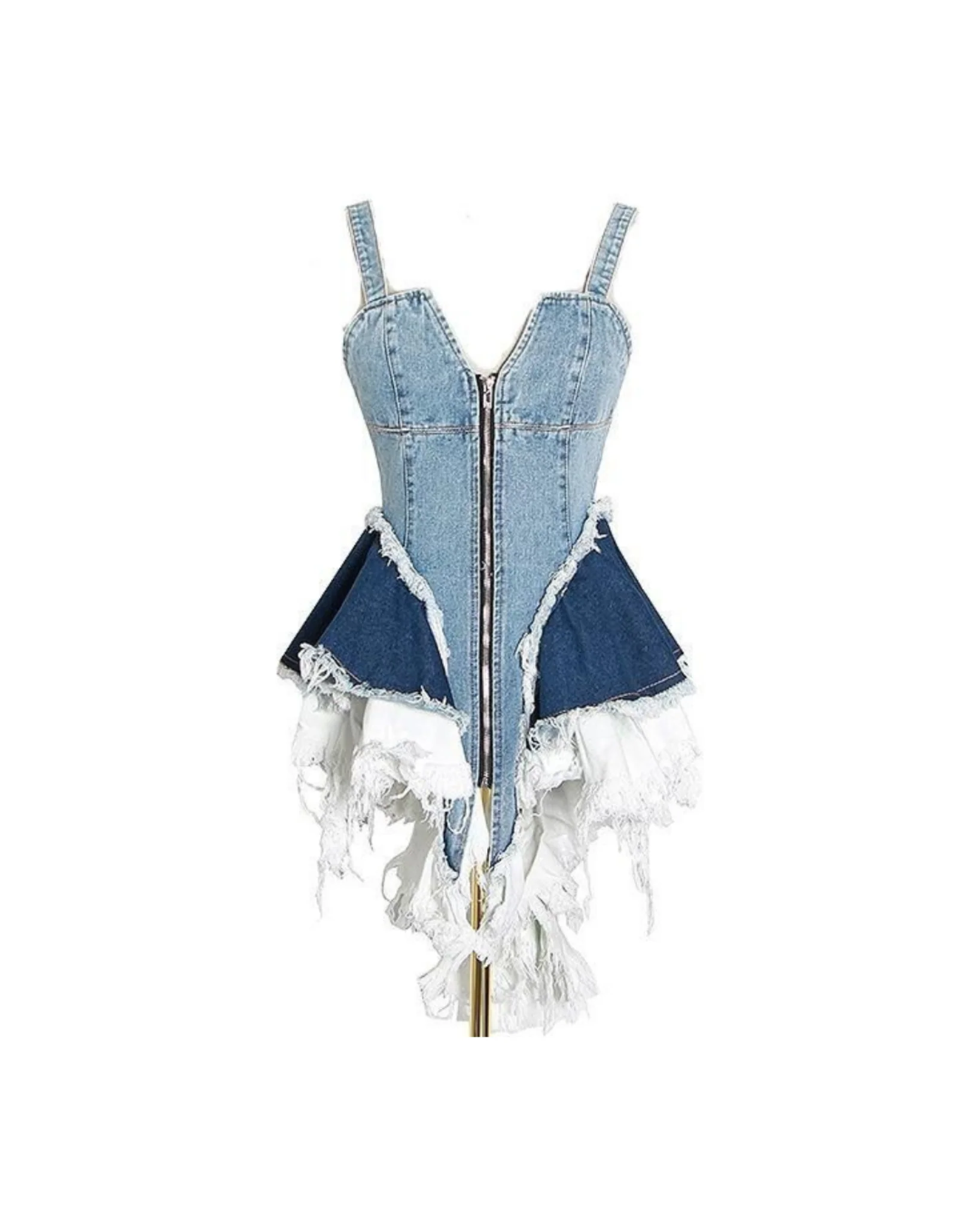049 Denim Irregular Dress - Image 5